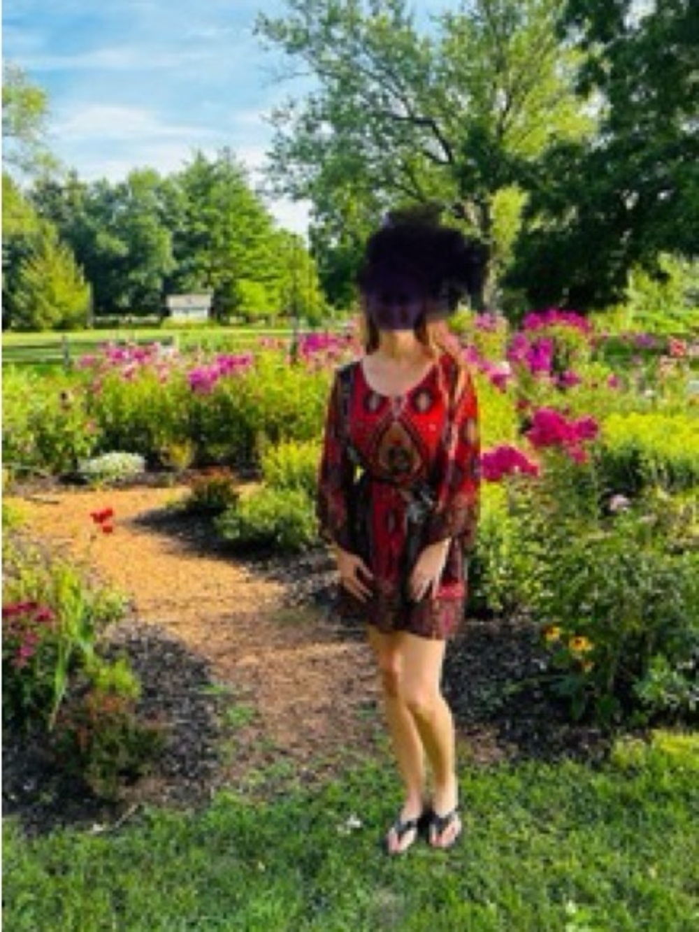Bohemian Red Patterned Mini Dress